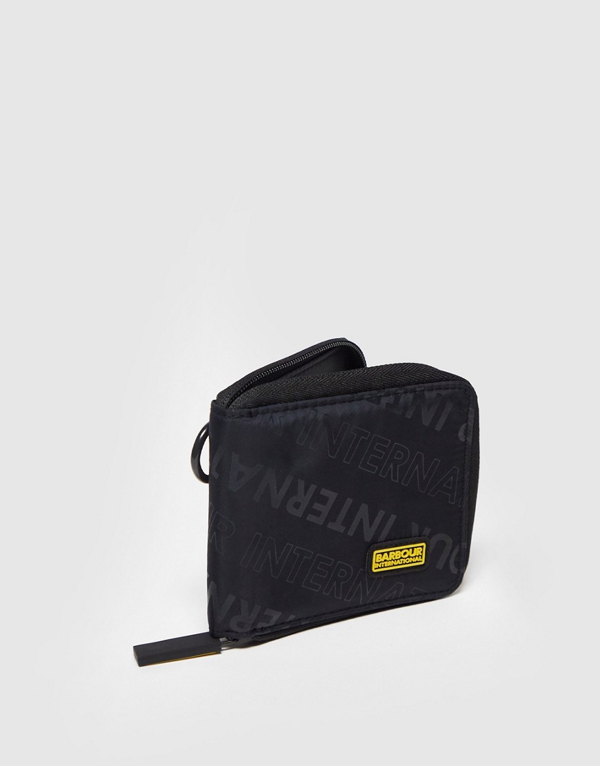 Barbour International zip around emboss wallet in black