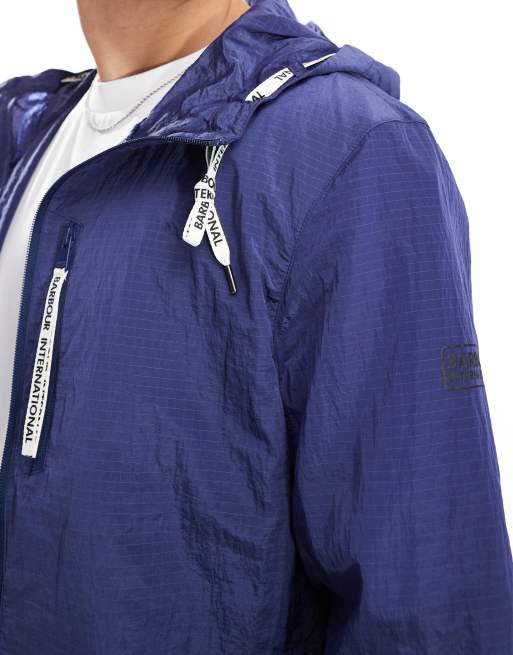 Barbour International zip up windbreaker in navy ASOS