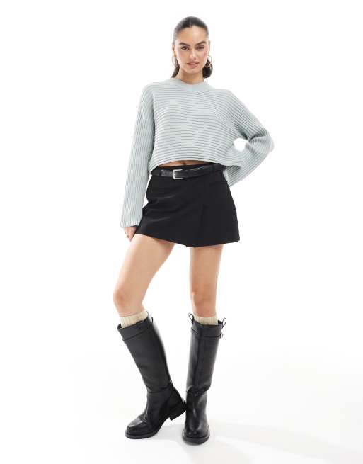 Barbour International Zola ribbed knitted jumper in light blue