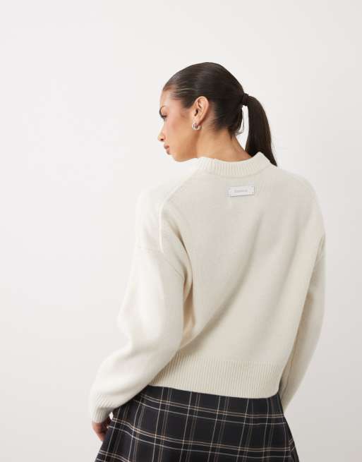 Barbour Ivybridge logo knitted jumper in ecru, 4 of 4