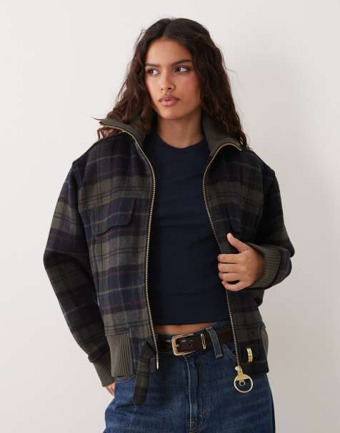 Barbour Ivybridge tartan check zip through jacket in navy/green - view 1