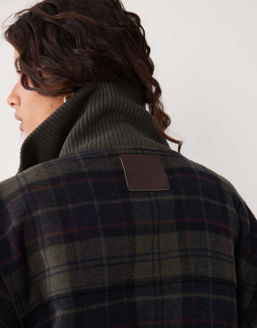 Barbour Ivybridge tartan check zip through jacket in navy/green, 2 of 4
