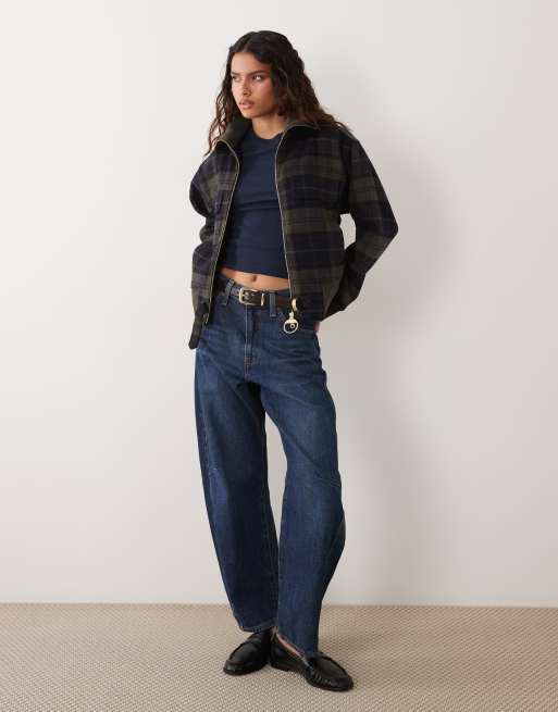 Barbour Ivybridge tartan check zip through jacket in navy/green, 3 of 4