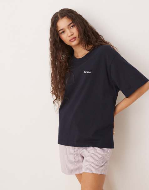 Barbour Jema logo t-shirt in navy - view 1