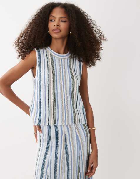 Barbour Josie co-ord textured knitted vest in blue stripe - view 1
