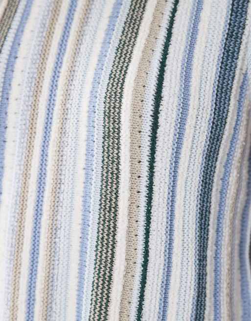 Barbour Josie co-ord textured knitted vest in blue stripe, 3 of 4
