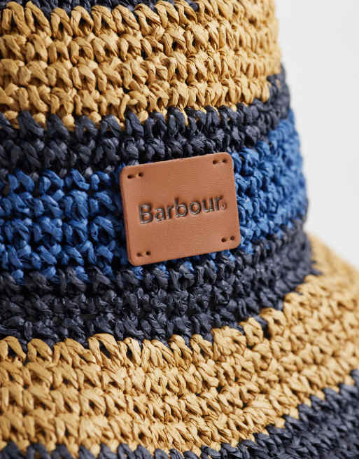 Barbour Josie crochet logo bucket hat in multi stripe, 2 of 3