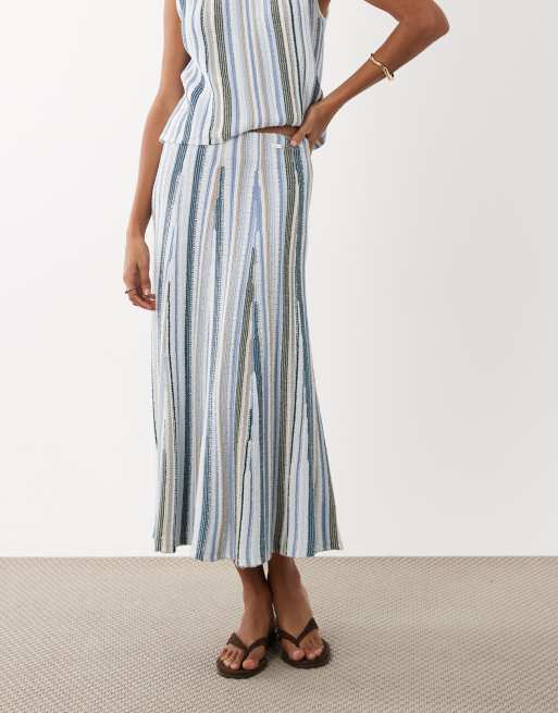 Barbour Josie textured knitted maxi skirt in blue stripe (Part of a set), 5 of 5