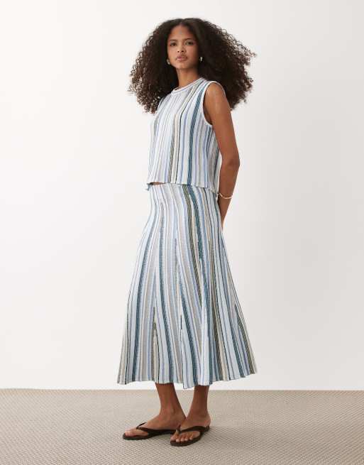 Barbour Josie textured knitted singlet in blue stripe (Part of a set), 2 of 4
