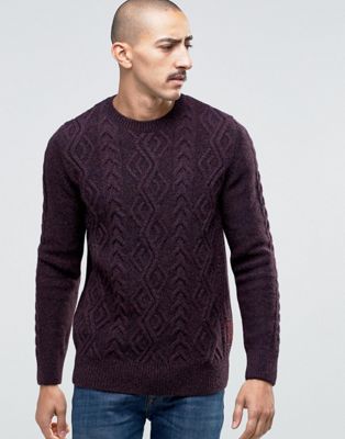 Barbour Jumper With Cable Knit In Red 