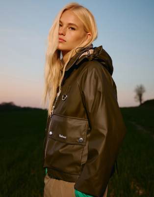 Barbour June showerproof jacket in deep olive-Green