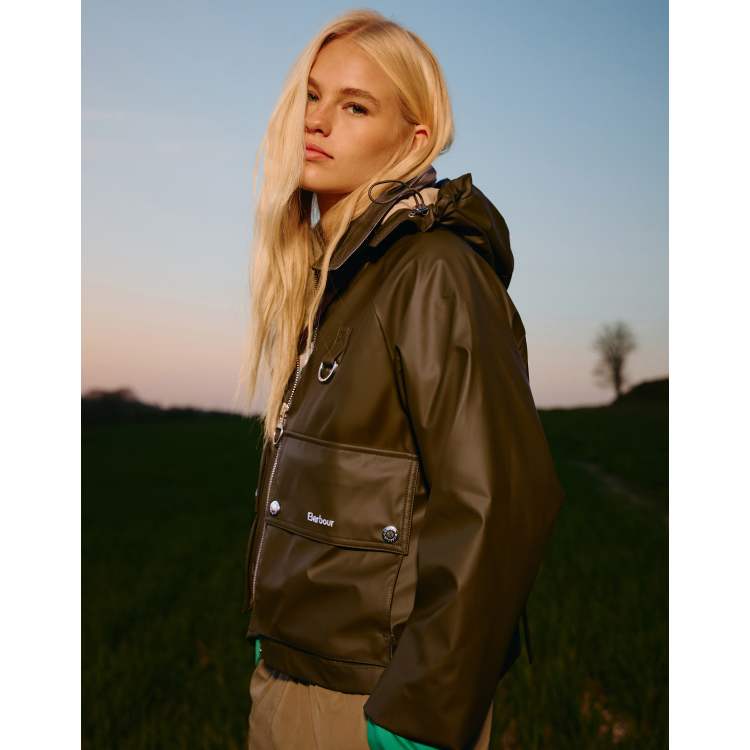 Barbour June showerproof jacket in deep olive ASOS