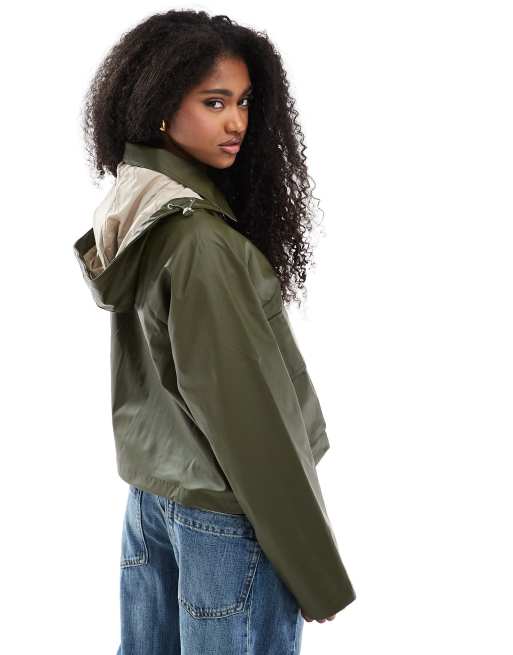 Barbour June showerproof jacket in deep olive | ASOS