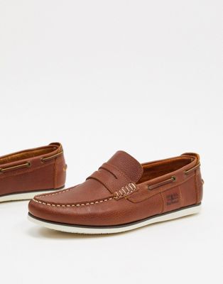 Barbour Keel leather boat shoes in tan 