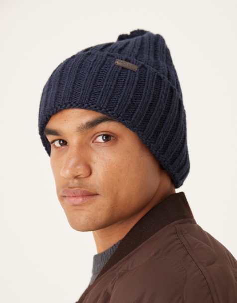 Barbour Kelson pom beanie hat in navy - NAVY - view 1