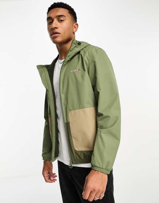 Barbour Kenby hooded showerproof jacket in khaki | ASOS