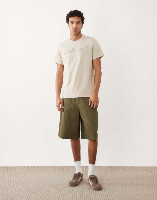 Barbour Kilnwick tartan check logo t-shirt in beige, 2 of 5
