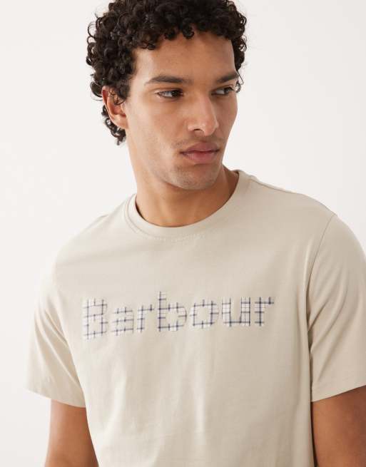 Barbour Kilnwick tartan check logo t-shirt in beige, 5 of 5