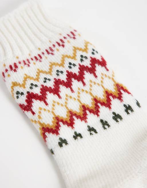 Barbour Kingsford fairisle print socks in white, 2 of 3