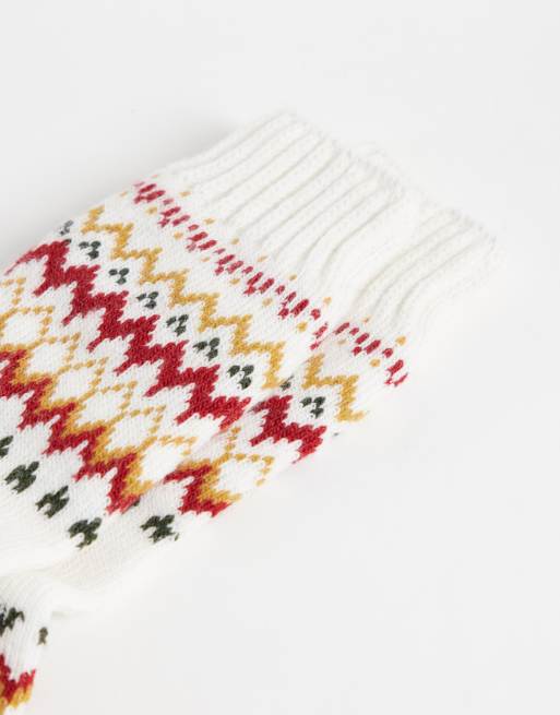 Barbour Kingsford fairisle print socks in white, 3 of 3