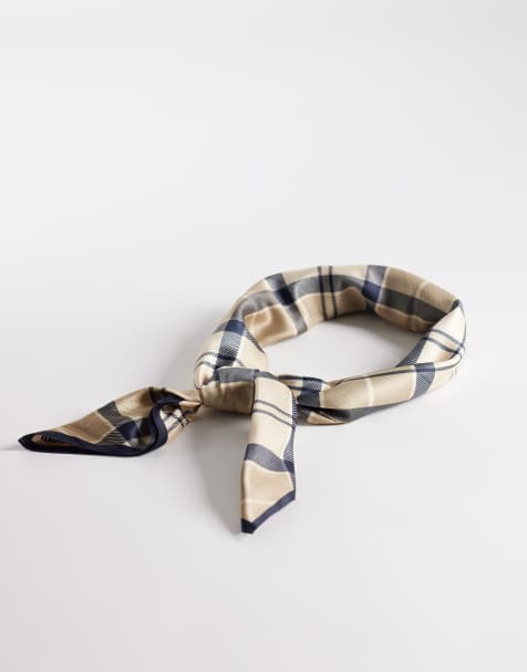Barbour Kinsale head/neck tartan check scarf in beige - view 1