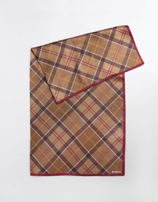 Barbour Kinsale tartan check head/neck scarf in brown, 3 of 4