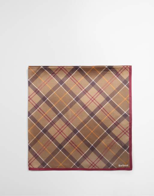 Barbour Kinsale tartan check head/neck scarf in brown, 4 of 4