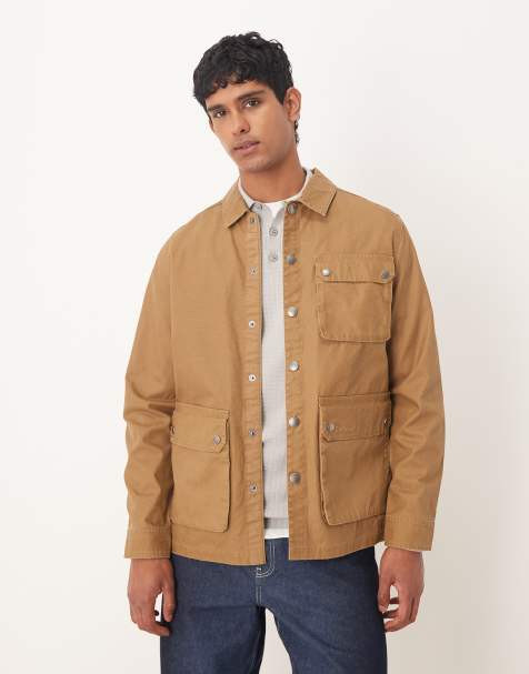 Barbour Kippford regular canvas overshirt in bronze brown - view 1