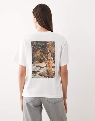 Barbour Kirby Oversized Graphic Logo T-shirt With Back Print In White