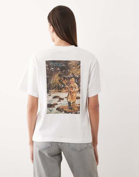 Barbour Kirby oversized graphic logo t-shirt with back print in white - view 1