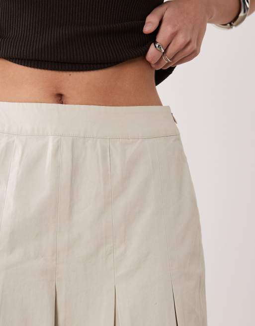Barbour Kirby wide pleated midi skirt in cream, 3 of 5