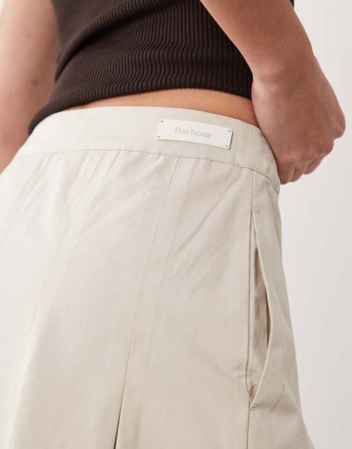Barbour Kirby wide pleated midi skirt in cream, 4 of 5