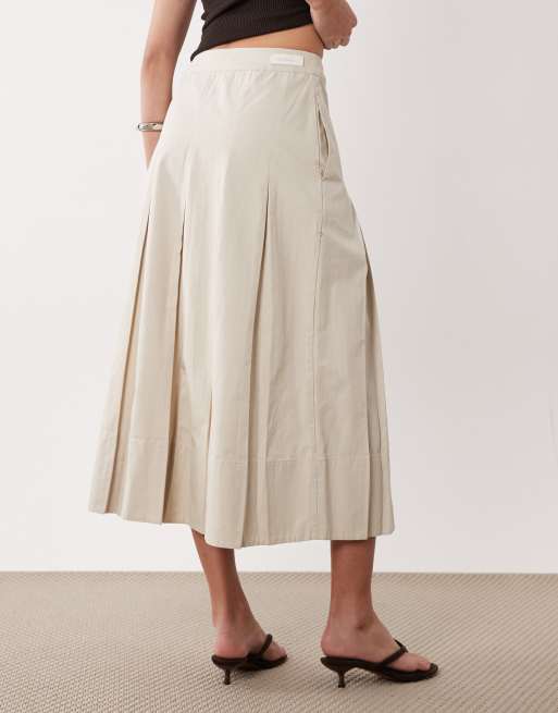 Barbour Kirby wide pleated midi skirt in cream, 5 of 5