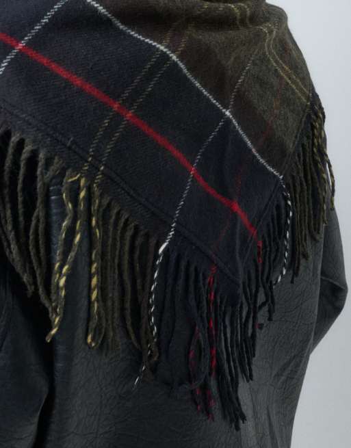 Barbour Kirklees acrylic knit tartan check scarf in green, 4 of 5
