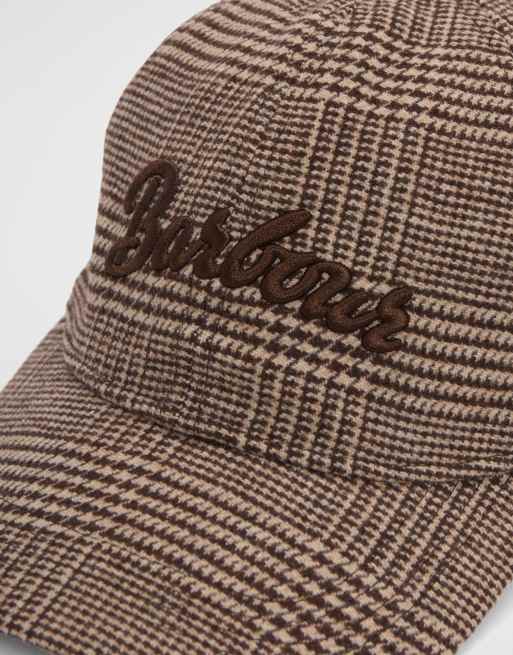 Barbour Kirklees tweed check logo cap in brown, 4 of 5