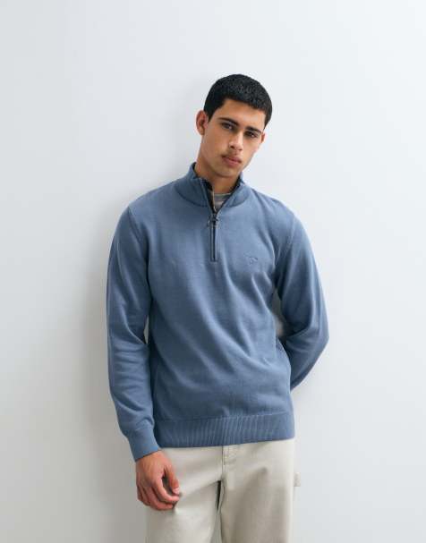 Barbour knitted half zip jumper in light blue - view 1