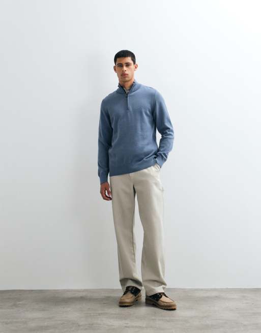 Barbour knitted half zip jumper in light blue, 2 of 5