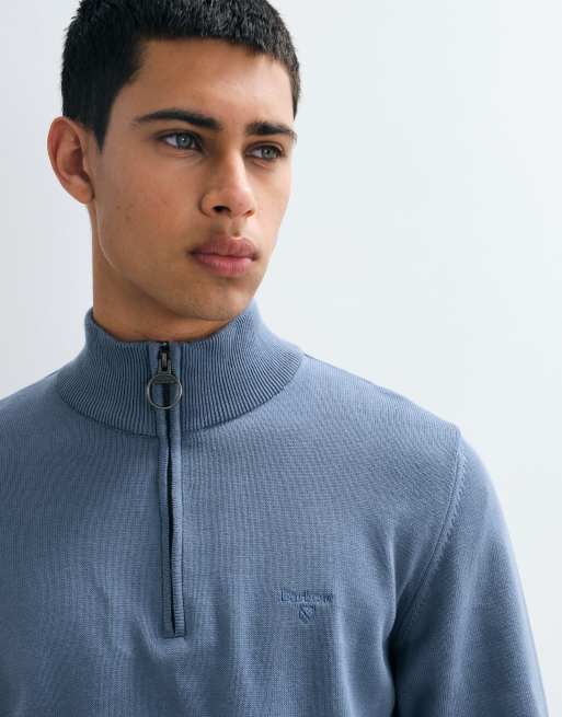 Barbour knitted half zip jumper in light blue, 4 of 5