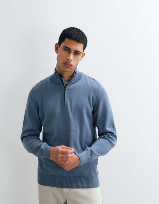 Barbour knitted half zip jumper in light blue, 5 of 5