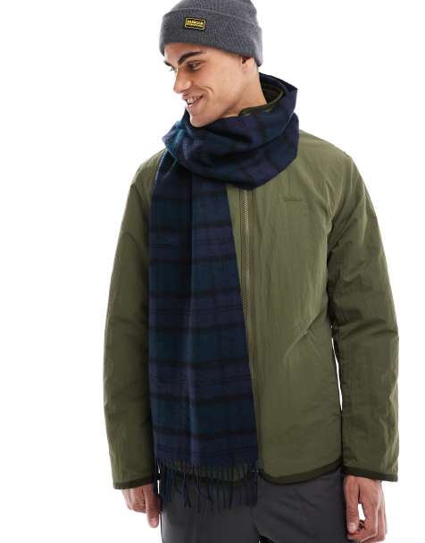 Barbour lambswool scarf in dark tartan - view 1