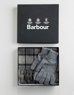Barbour lambswool tartan gift set scarf 