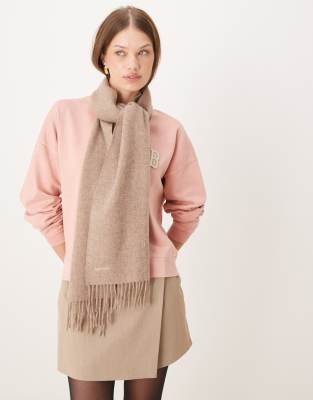 Barbour Lambswool woven scarf in oatmeal-Neutral