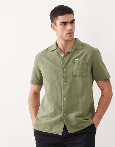 Barbour Landkey short sleeve overdyed logo shirt in khaki