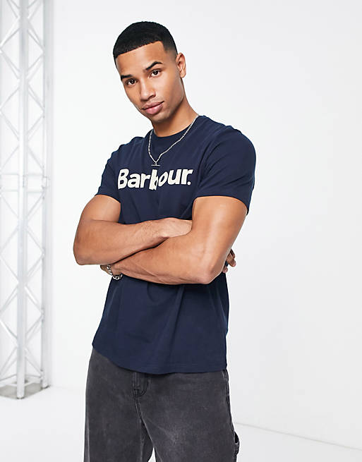 Barbour large chest logo t-shirt in navy | ASOS