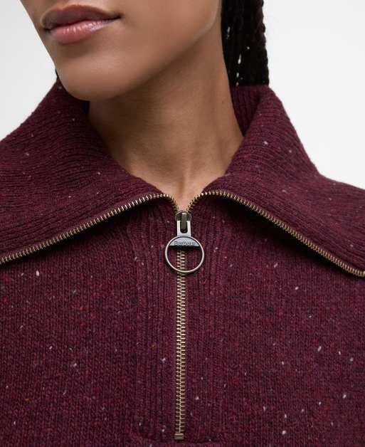 Barbour Lavensdale half zip knitted jumper in black cherry , 4 of 4