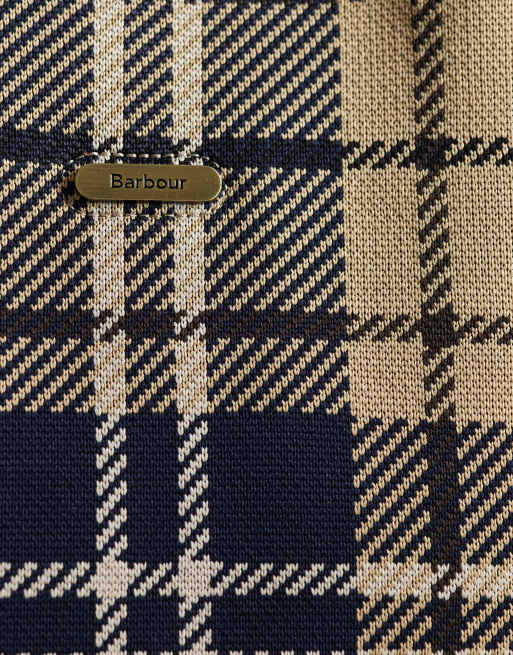 Barbour Layla große Tote Bag mit Tartan-Karo in Beige/Marineblau, 3 von 5