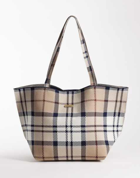 Barbour Layla tartan large tote bag in beige - view 1