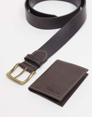 barbour belt and wallet set