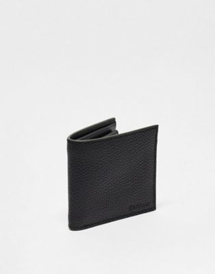 Barbour leather bifold coin wallet in black