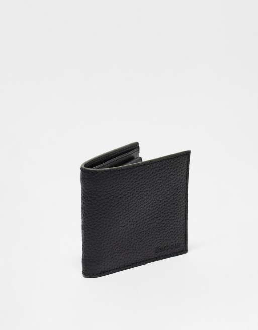 Barbour leather bifold coin wallet in black ASOS